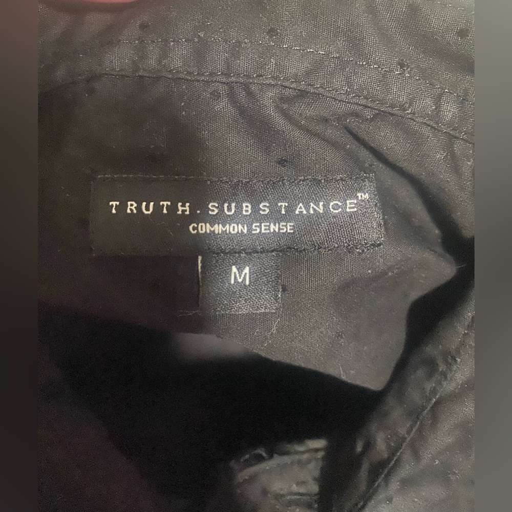 Used Mens Truth Substance Black Textured Button Down Dress Shirt -size M